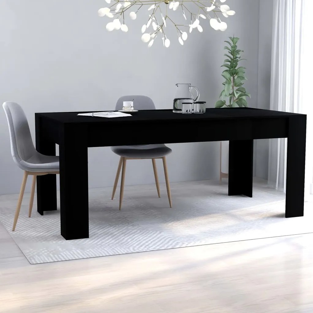 vidaXL Mesa de jantar 180x90x76 cm contraplacado preto