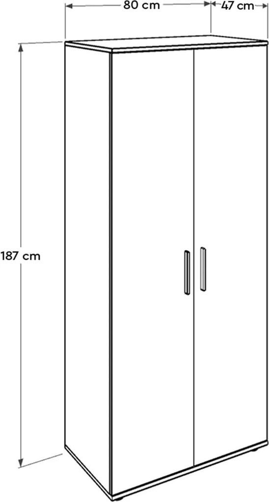 Roupeiro "Aurelio" – Carvalho Sonoma– 80 x 187 x 47 cm – Design Modern