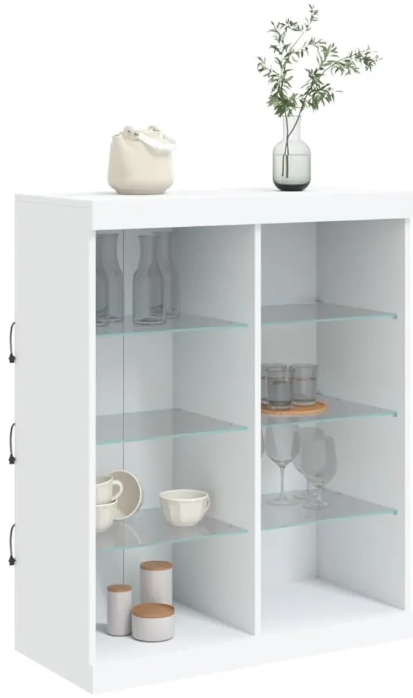 Aparador com luzes LED 81x37x100 cm branco