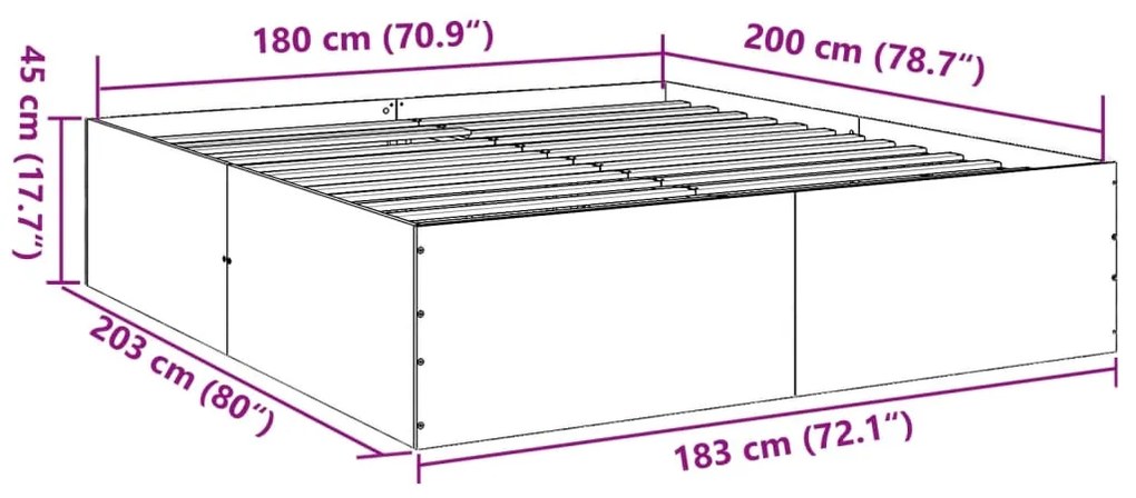 Estrutura de cama 180x200 cm derivados de madeira branco