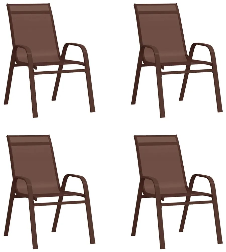 vidaXL Cadeiras de jardim empilháveis 4 pcs textilene castanho