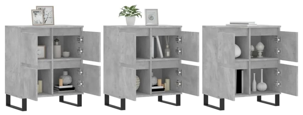 Aparadores 3 pcs derivados de madeira cinzento cimento