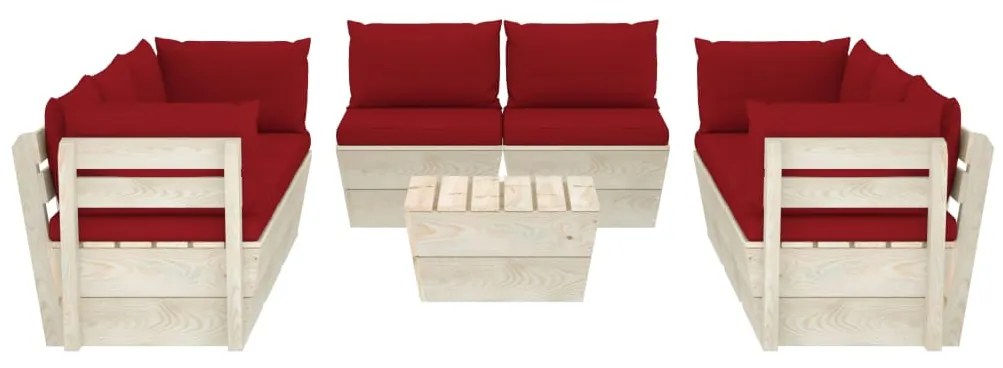9 pcs conjunto lounge de paletes + almofadões madeira de abeto