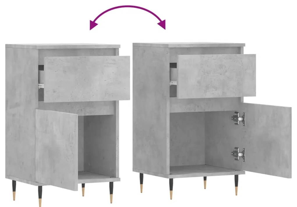 Aparadores 2 pcs 40x35x70 cm derivados de madeira cinza cimento