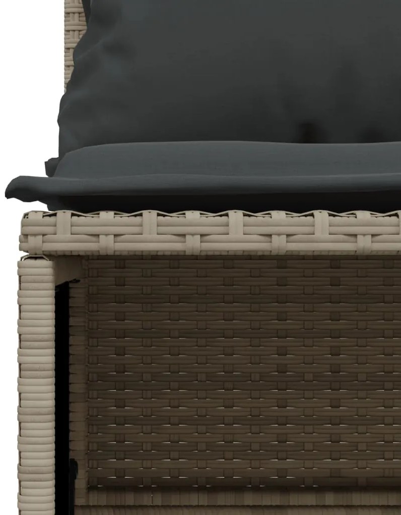 4 pcs conj. sofás jardim c/ almofadões vime PE cinzento-claro