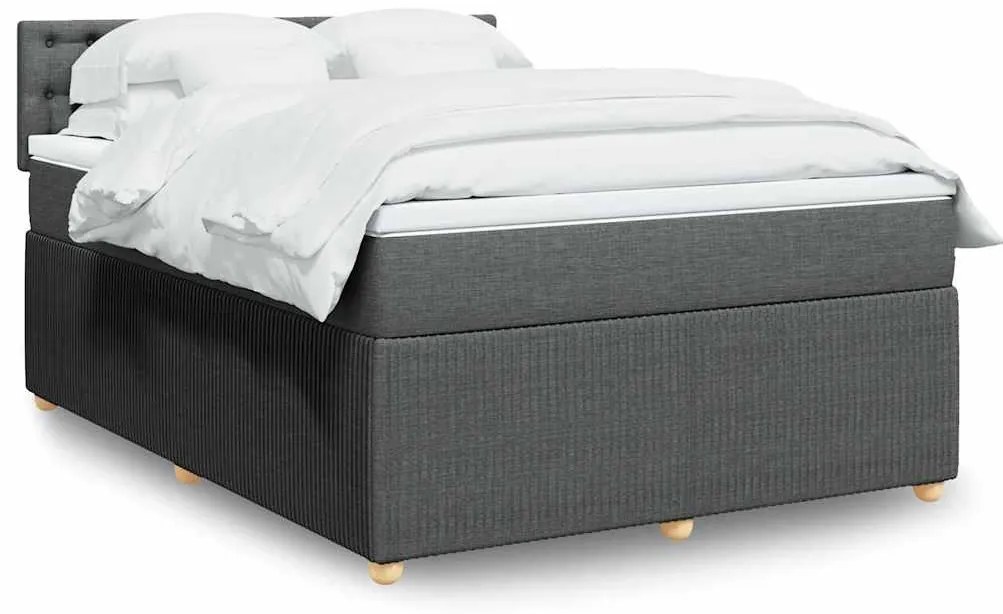 vidaXL Cama com molas/colchão 160x200 cm tecido cinzento-escuro