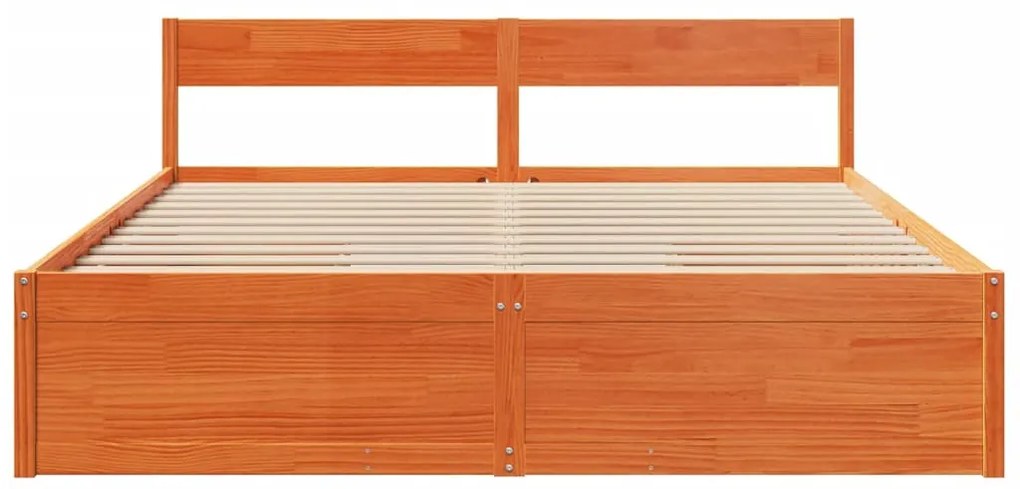 Cama sem colchão 180x200 cm pinho maciço castanho-mel