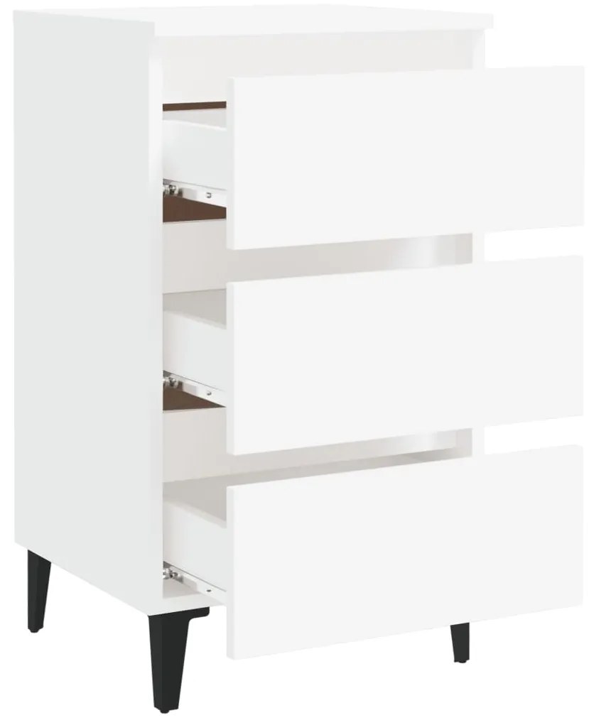 Mesa de cabeceira c/ pernas em metal 40x35x69 cm branco