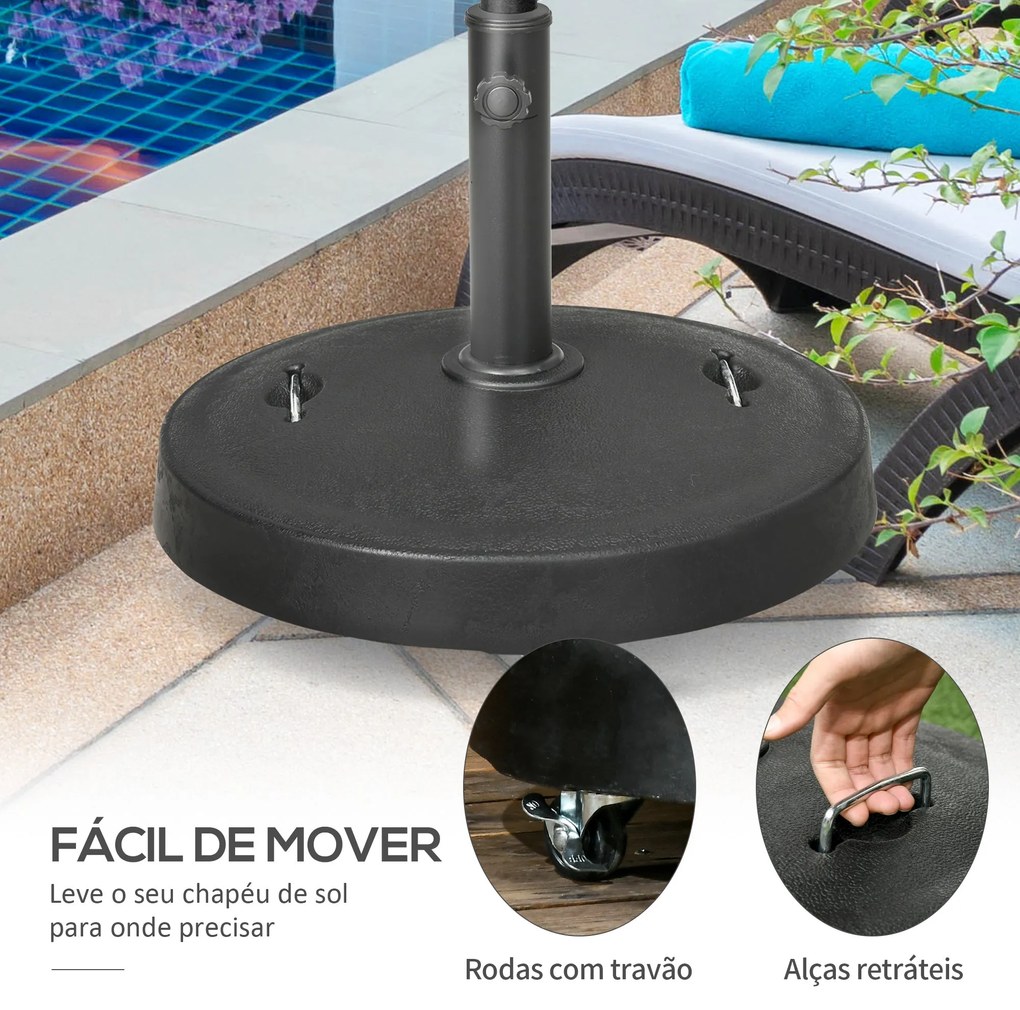 Base para Chapéu de Sol de Resina 23,5 kg com Rodas e Alça Retrátil Ba