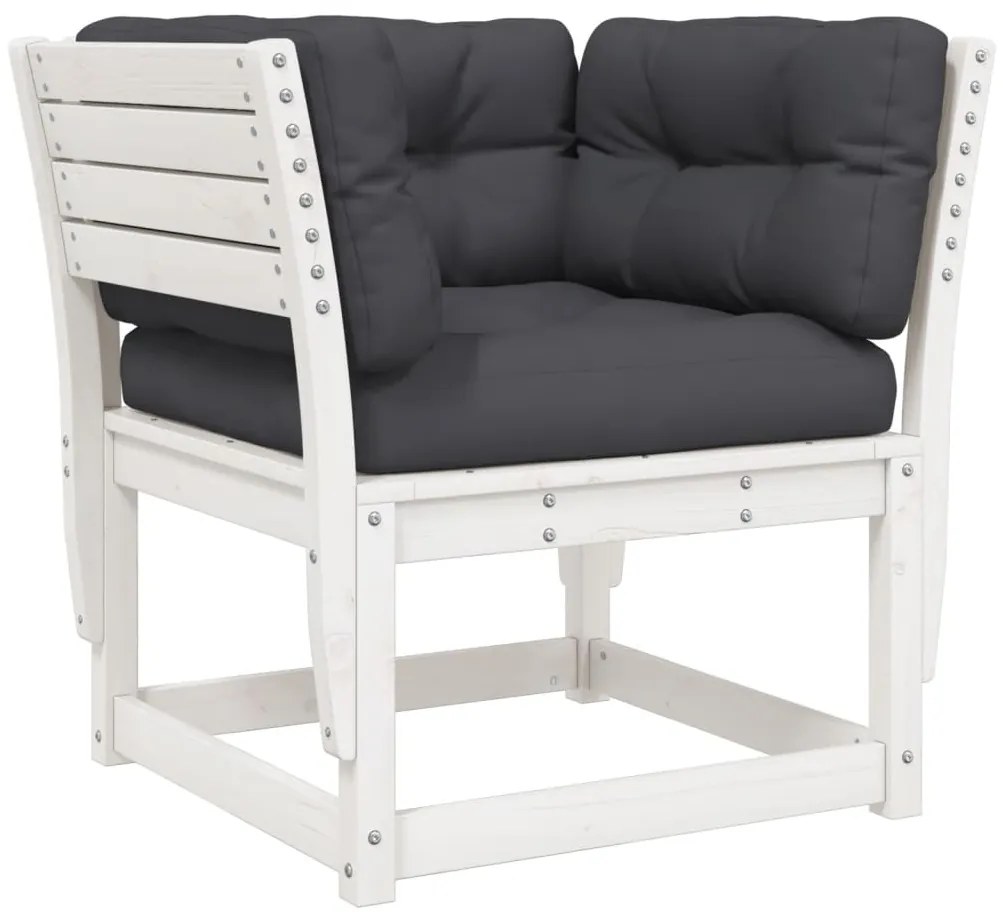 5 pcs conj. lounge de jardim c/ almofadões pinho maciço branco