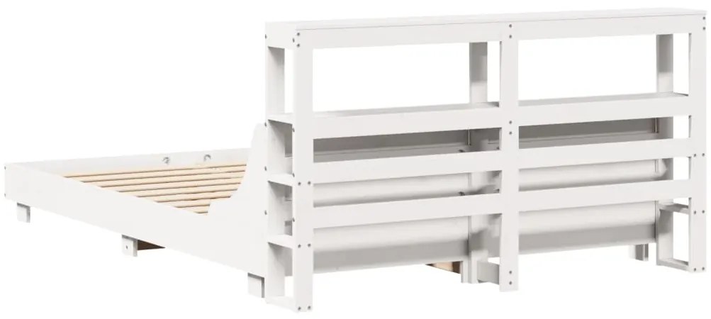 Cama sem colchão 140x190 cm madeira de pinho maciça branco
