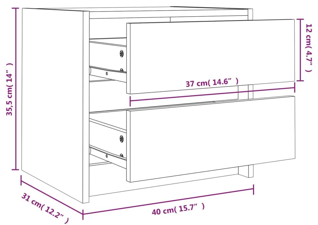 Mesas de cabeceira 2 pcs 40x31x35,5 cm pinho maciço branco