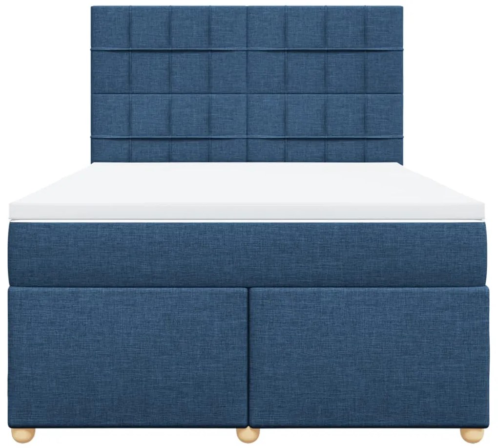 Cama com molas/colchão 140x200 cm tecido azul