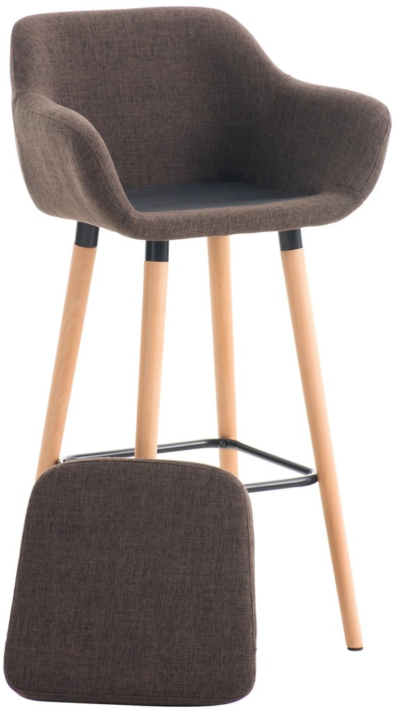 Banco de bar Grant em tecido e com estrutura de Cor Natural 55 x 99 x 46 cm Castanho