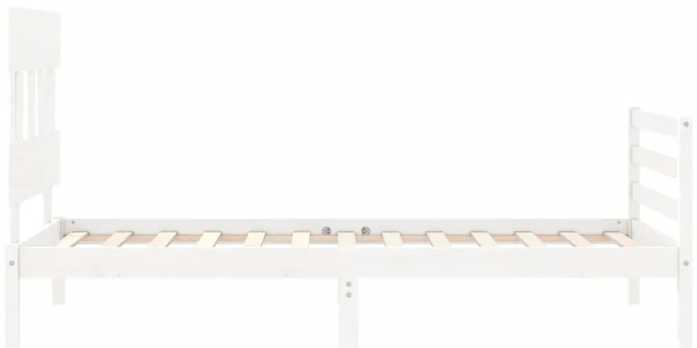 Estrutura de cama com cabeceira 100x200cm madeira maciça branco
