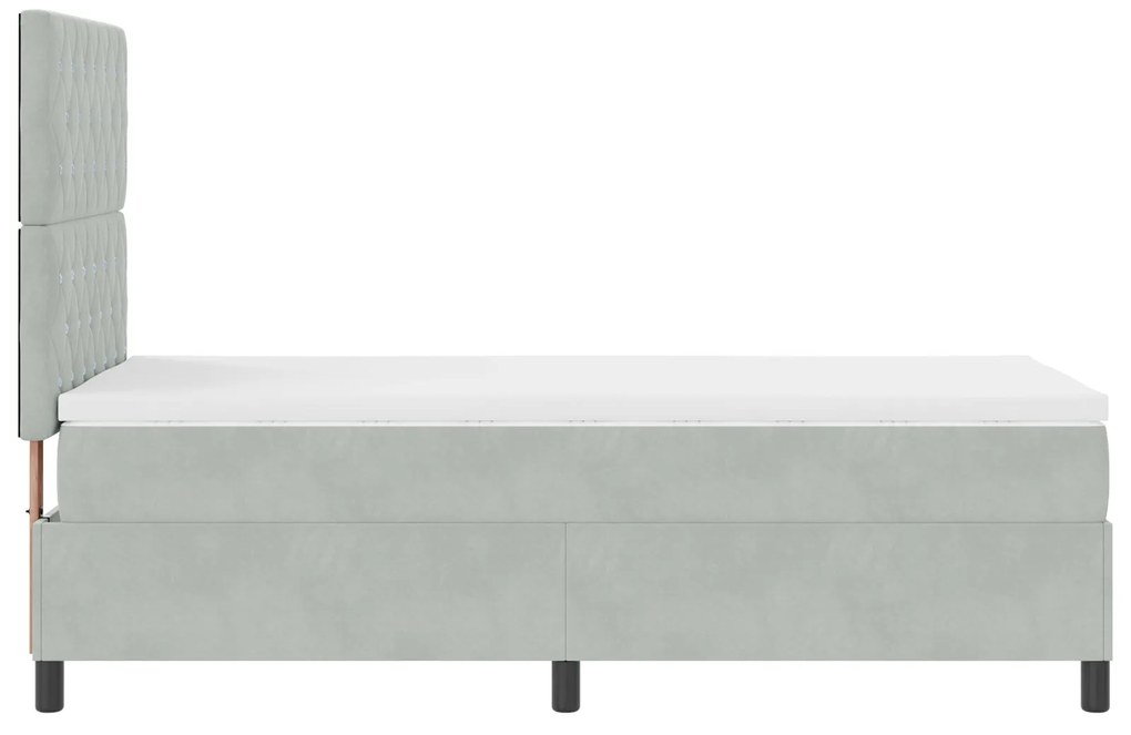 Cama Box Spring com Colchão Cinza Claro 90x200 cm Veludo