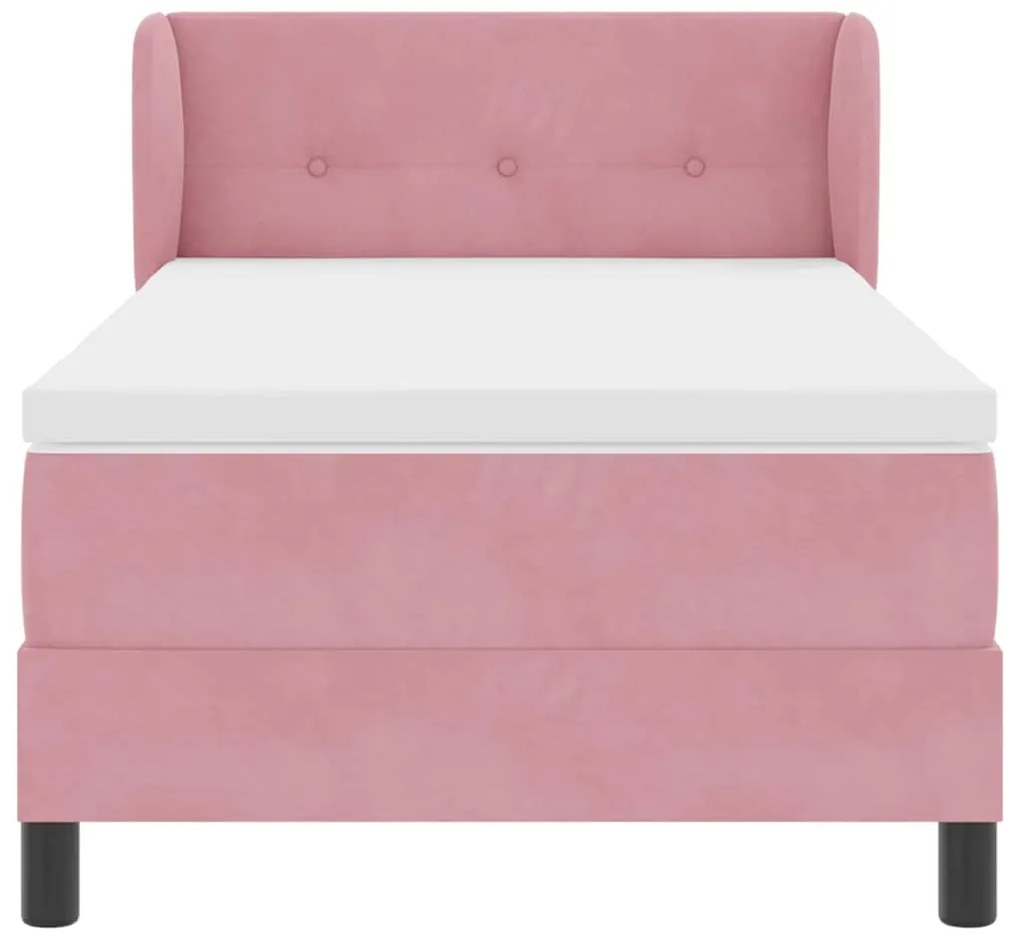 Cama Box Spring com Colchão Rosa 80x200 cm em Veludo