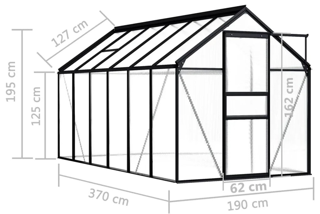 Estufa 7,03 m² alumínio antracite