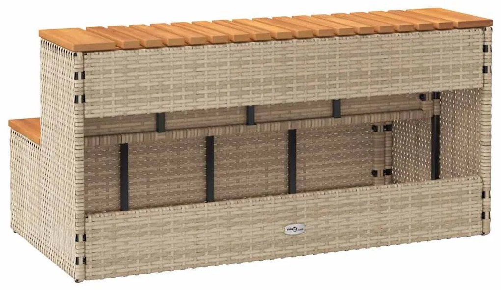 Degrau p/ hidromassagem 100x50x50,5 cm PE e acácia maciça bege
