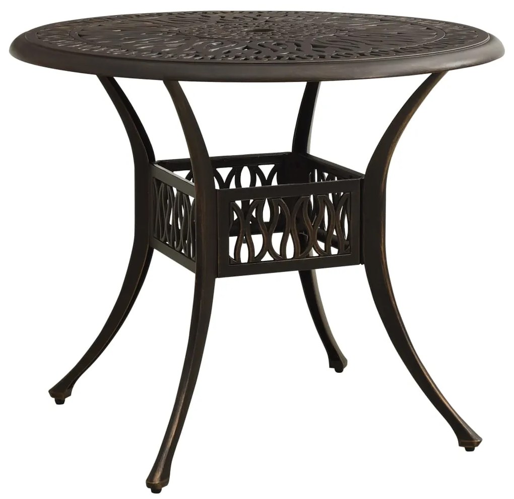 vidaXL Mesa de jardim 90x90x74 cm alumínio fundido bronze