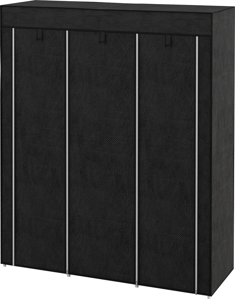 Guarda roupa com várias opções de arrumação 125 L x 43 P x 162,5 A cm - 8 prateleiras, 2 varões - tecido não tecido preto