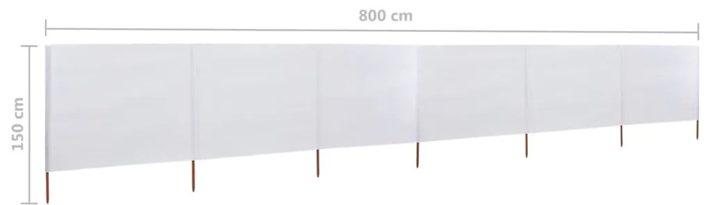 Para-vento com 6 painéis em tecido 800x120 cm cor areia branco