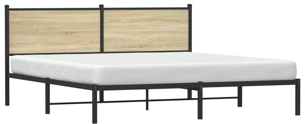 Estrutura de cama com cabeceira 160x200cm metal carvalho sonoma