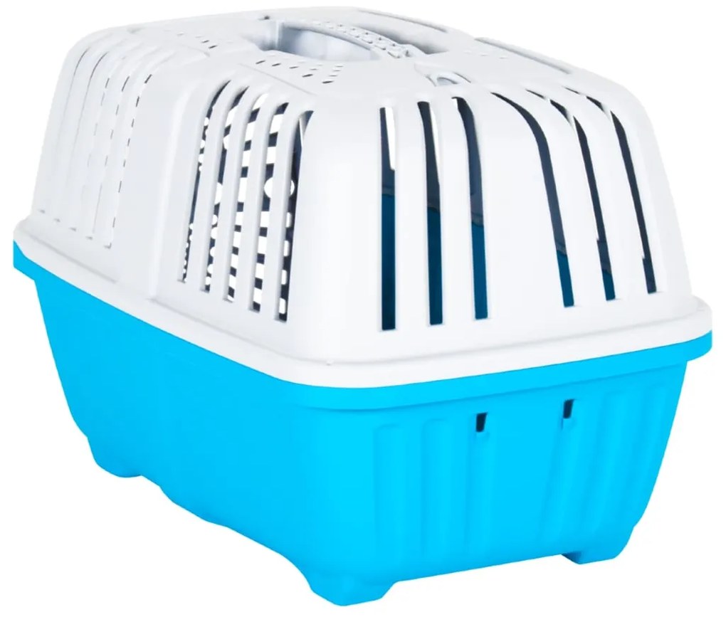 Transportadora 55x36x36 cm polipropileno branco e azul