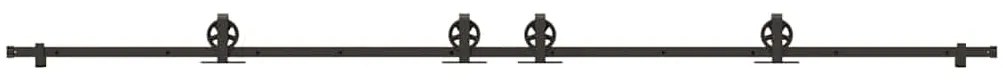 Kit de ferragens para porta deslizante 366 cm aço preto