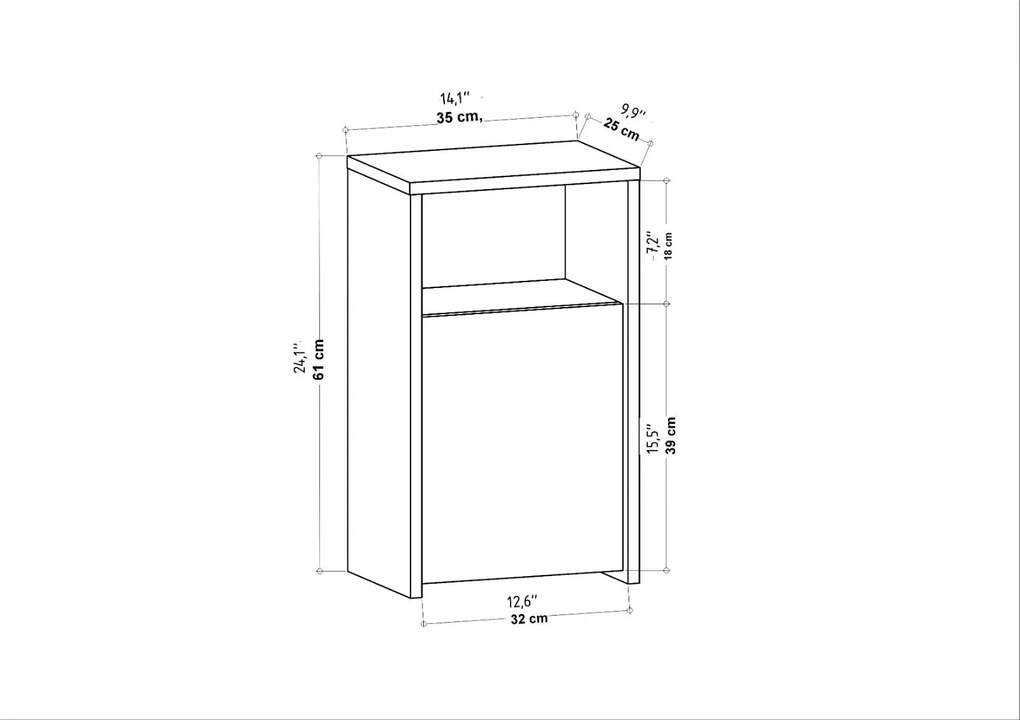 Mesa de Cabeceira Carlin – Branco – 36 cm x 25,3 cm x 61,4 cm