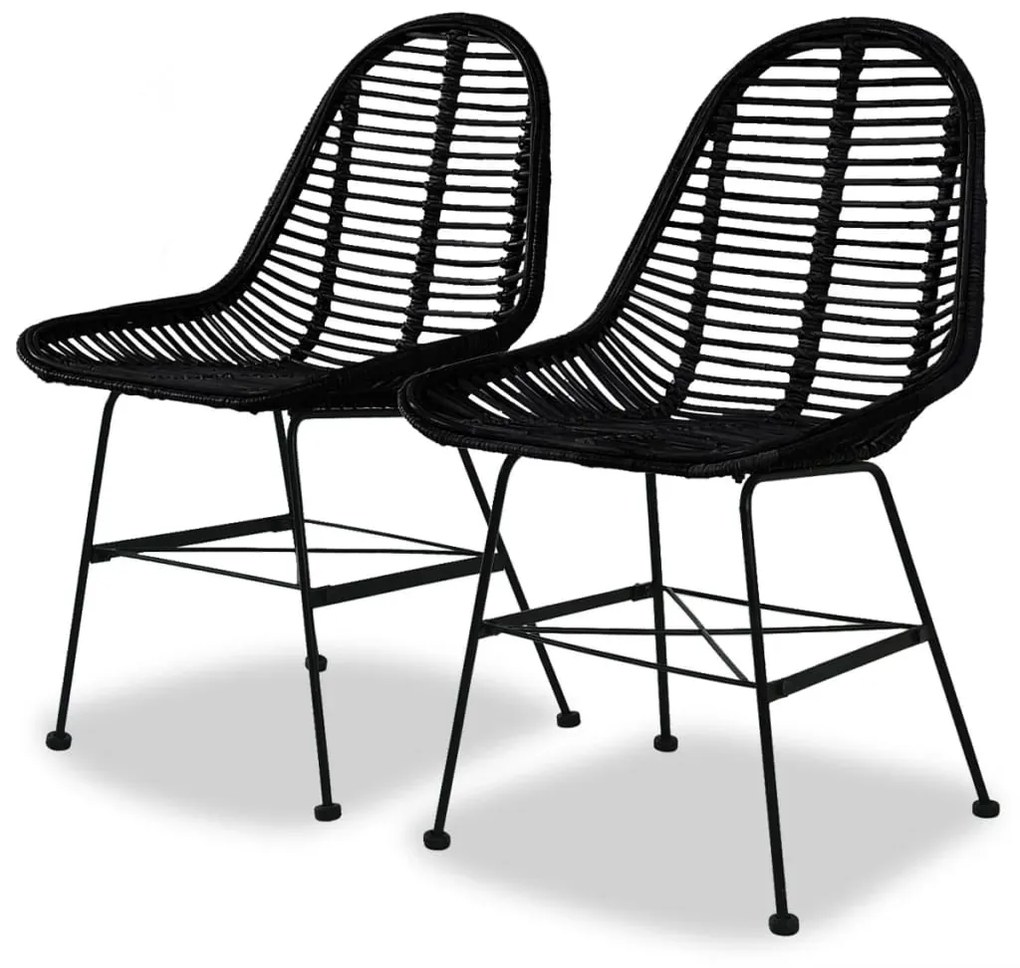 vidaXL Cadeiras de jantar 2 pcs vime genuíno preto
