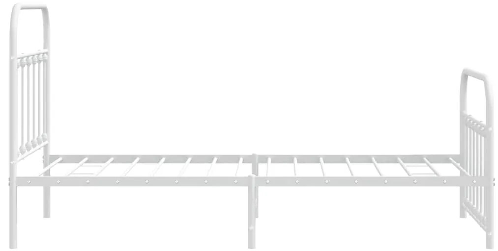 Estrutura de cama com cabeceira e pés 100x190 cm metal branco