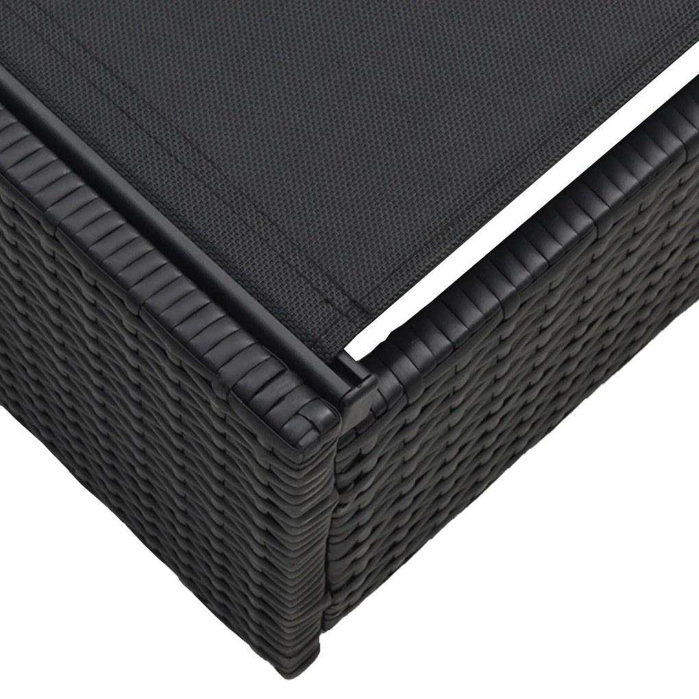Espreguiçadeira Preta 60x200x27 cm Rattan Sintético