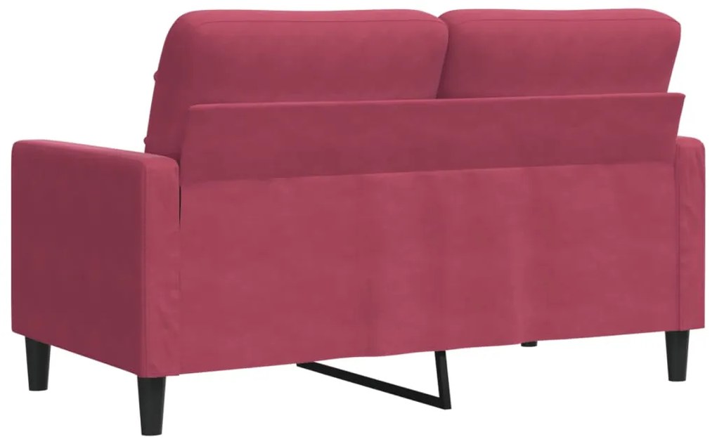 Sofá de 2 lugares veludo 120 cm vermelho tinto