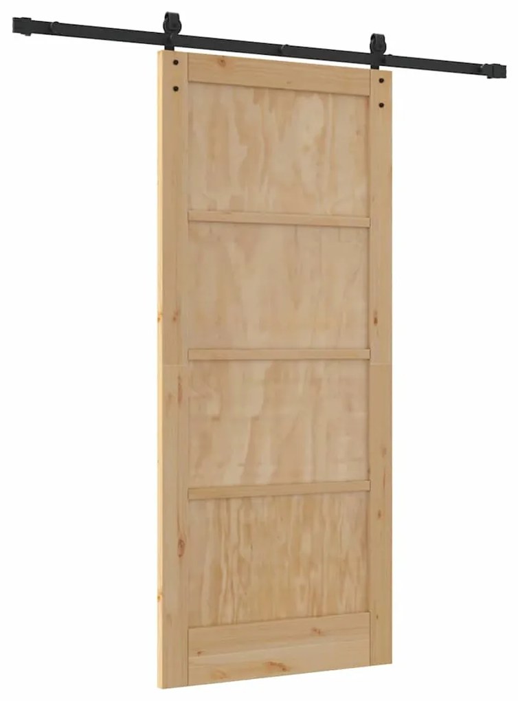 Porta Deslizante 86x198,5 cm Conjunto de 2 Natural e Preto