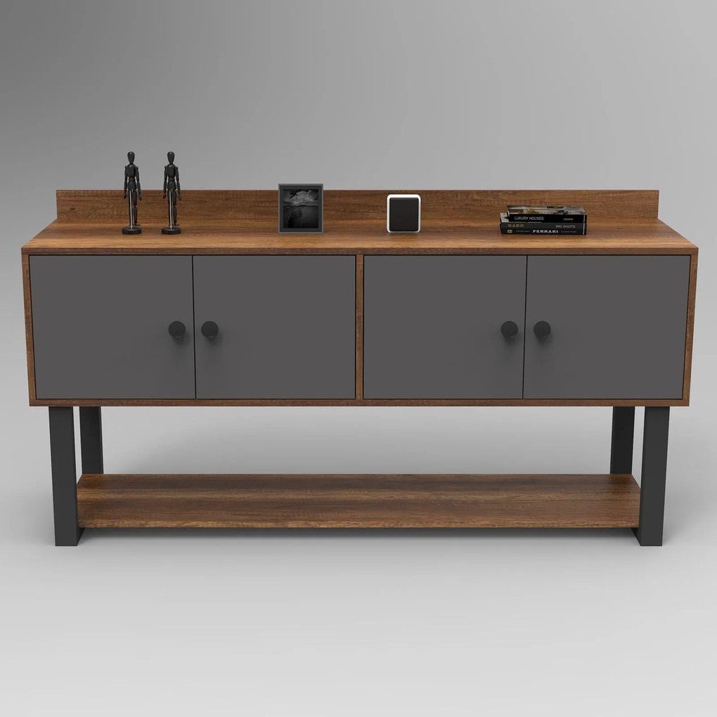 Console MN04 – Walnut/Anthracite – 180x93,2x85 cm