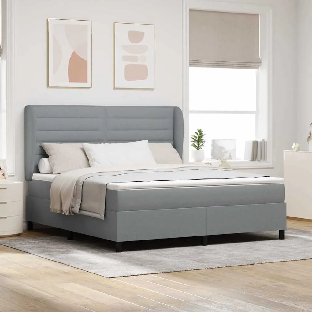 vidaXL Cama Box com Colchão Cinza Claro 180x200 cm.