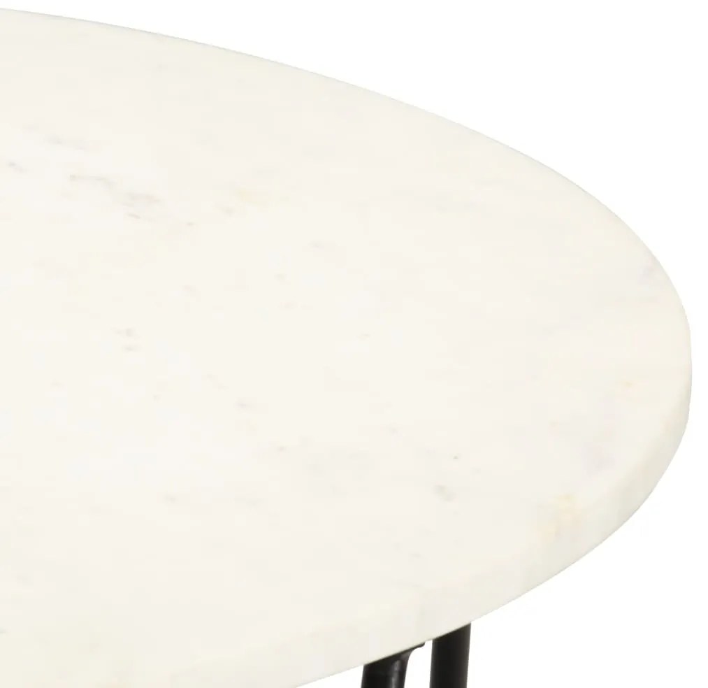 Mesa centro 65x65x42cm pedra genuína textura mármore branco