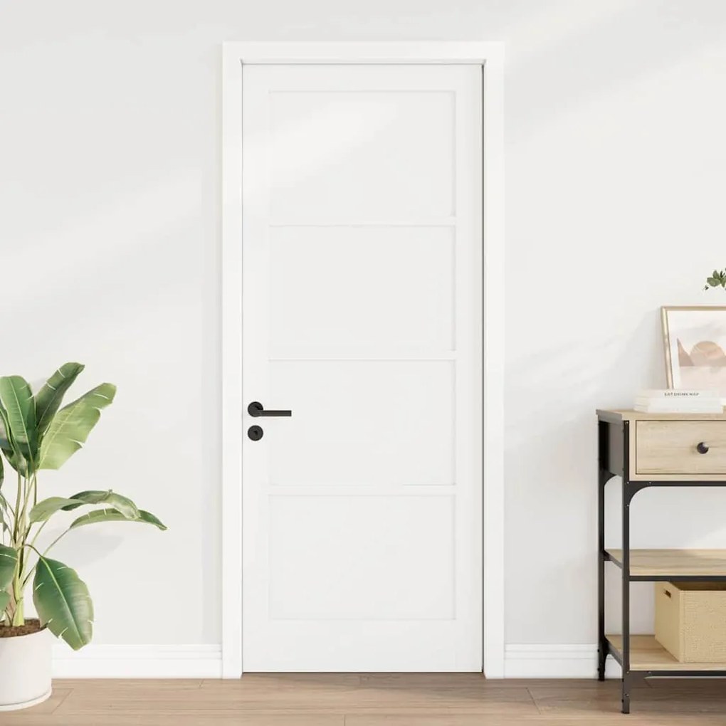 Porta Interna "ORKDAL" Branca 83x211x4 cm Madeira Sólida de Pinheiro