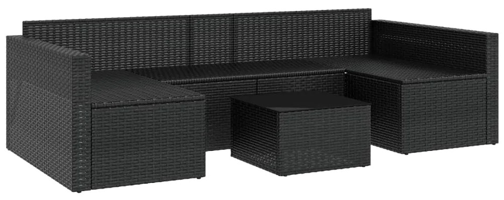 2 pcs conjunto lounge de jardim c/ almofadões vime PE preto