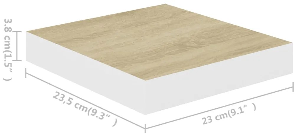 Prateleiras de parede 2 pcs 23x23,5x3,8cm MDF carvalho e branco