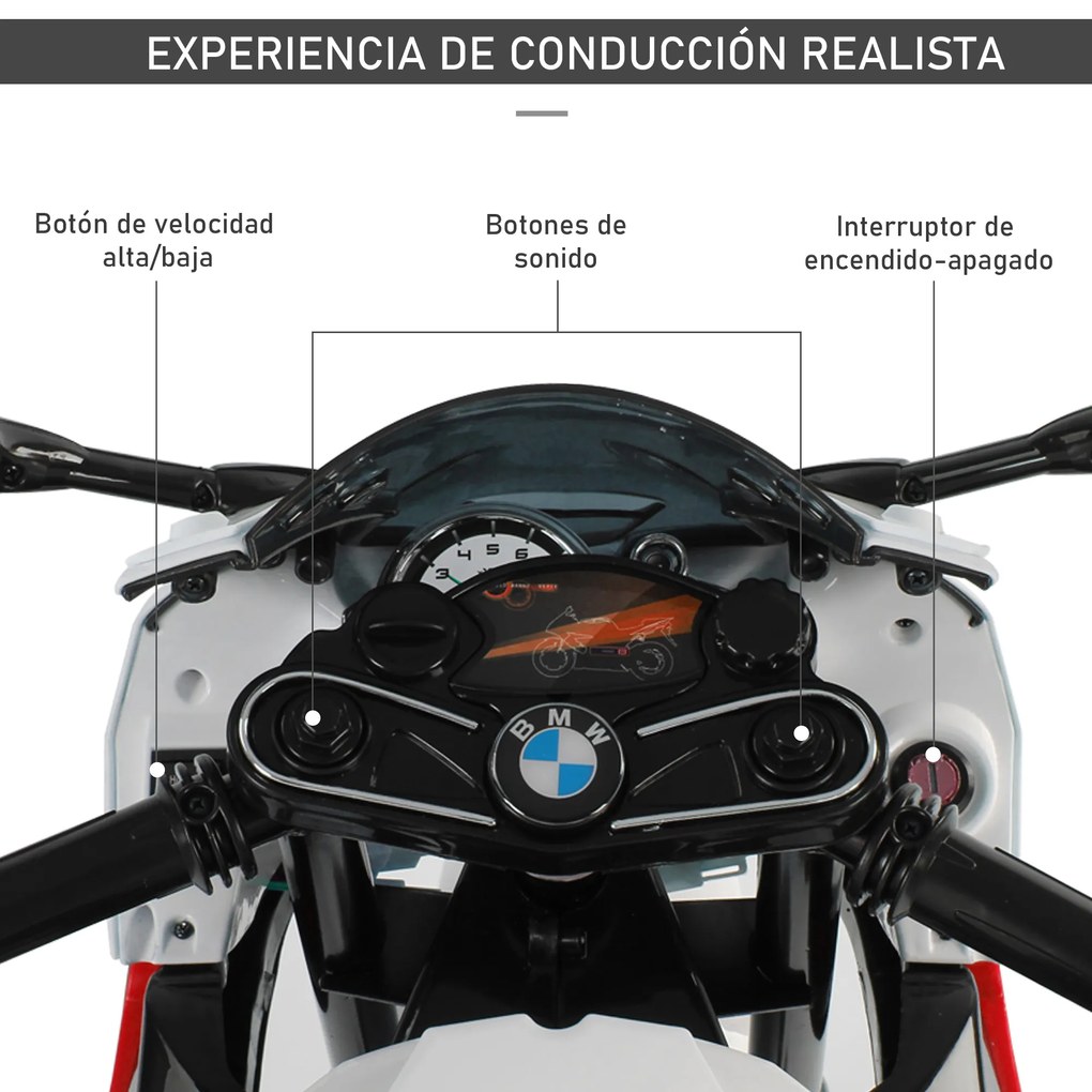HomCom® Moto Eléctrica Infantil para Crianças 3-8 Anos Batería 12V 2 Motores com Luzes e Sons 110x47x69cm PP