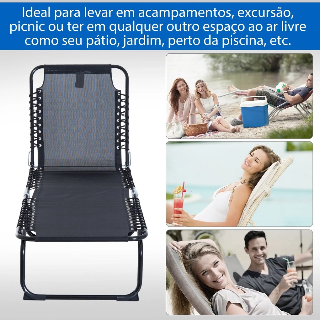 Espreguiçadeira Dobrável e Ajustável em 4 Posições Espreguiçadeira Rec