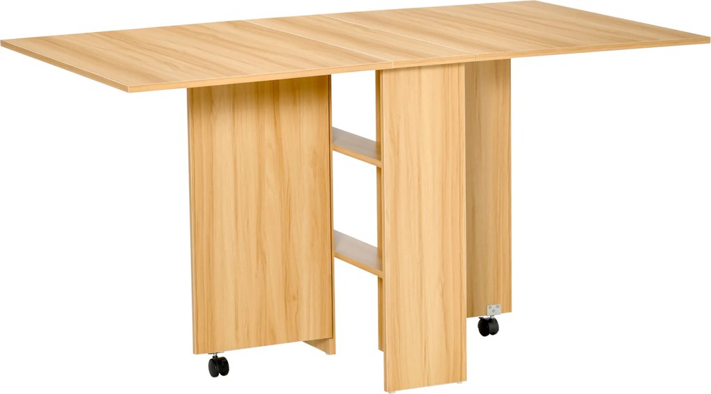 Mesa de Sala de Jantar Dobrável (CADEIRAS NÃO INCLUIDAS) com Rodas Mesa Multifuncional para Sala de Jantar com 3 Formas 140x80x74cm Madeira