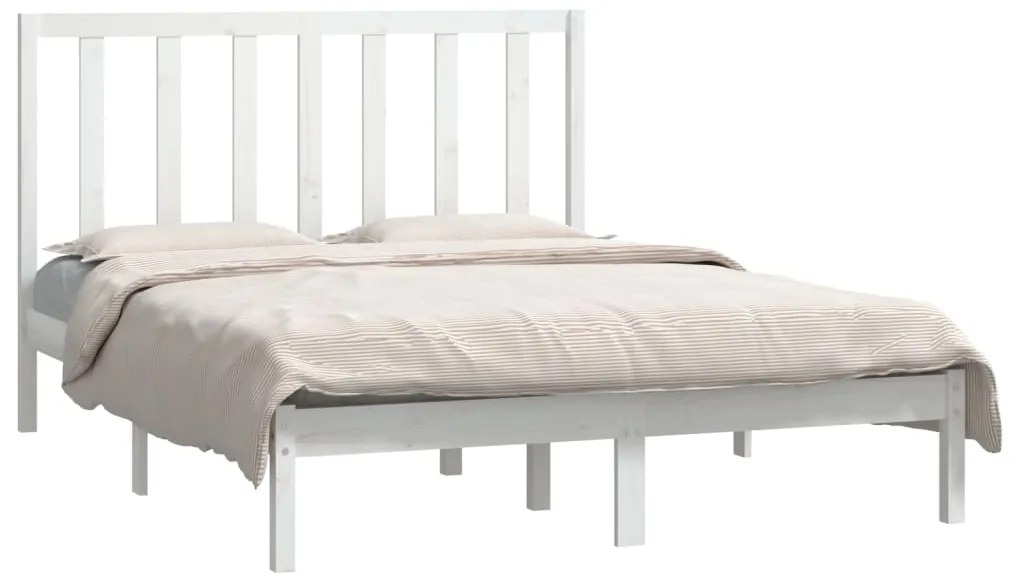Cama sem colchão 140x190 cm madeira de pinho maciça branco