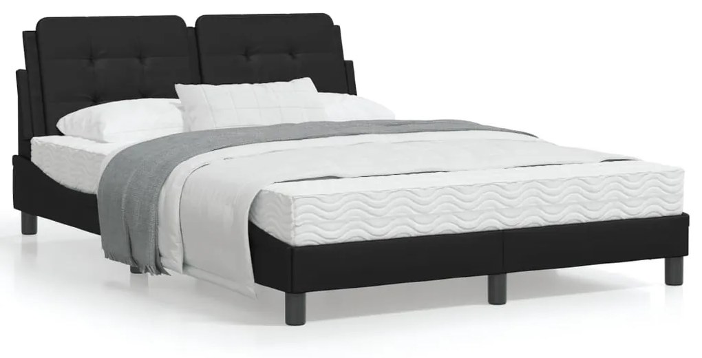 Estrutura cama c/ cabeceira 140x190 cm couro artificial preto