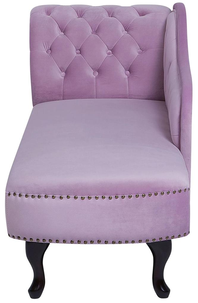 Chaise-longue à esquerda em veludo violeta NIMES Beliani
