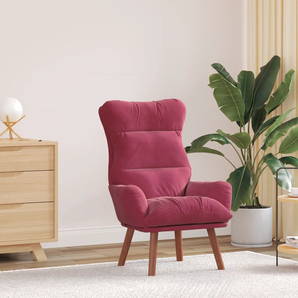 vidaXL Poltrona Relaxante Veludo Bordô