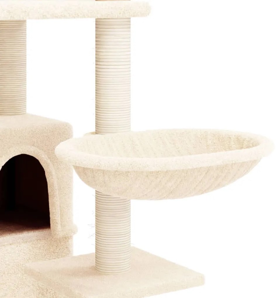 Árvore p/ gatos c/ postes arranhadores sisal 175 cm cor creme