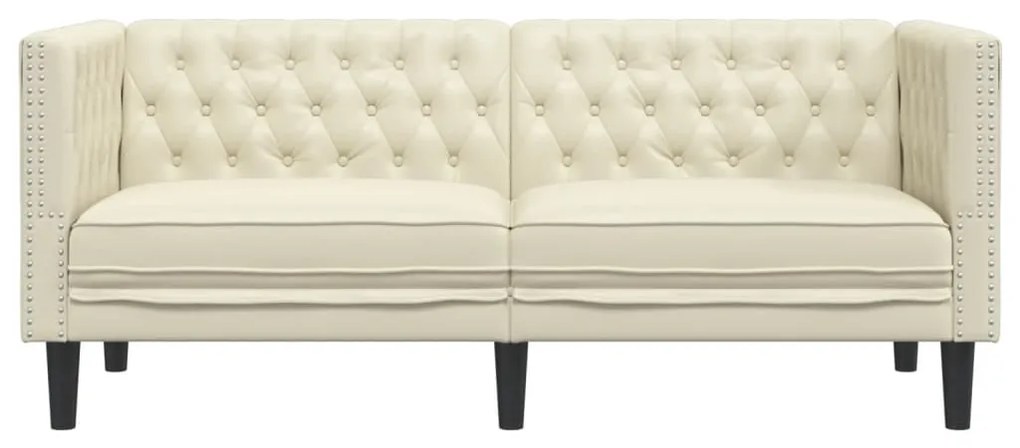 Sofá chesterfield 2 lugares couro artificial creme